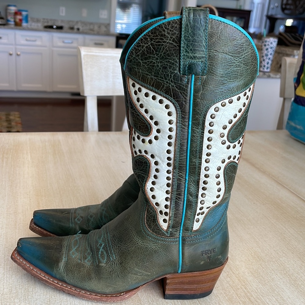 Frye Turquoise Daisy Duke Boots.  Size 6.  See photos.